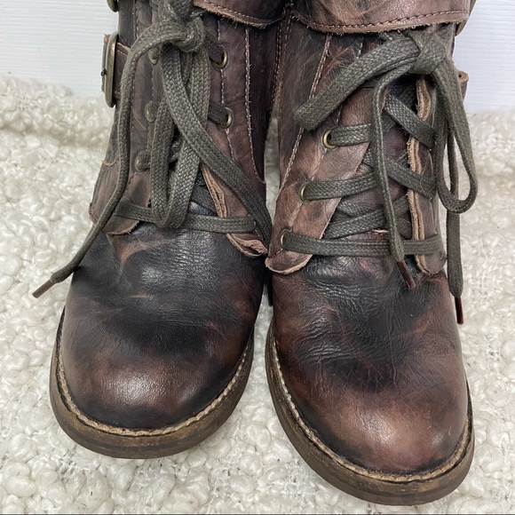 FEUD Britannia EUC Brown Leather Lace Up Heeled Boots 6 - Picture 5 of 9